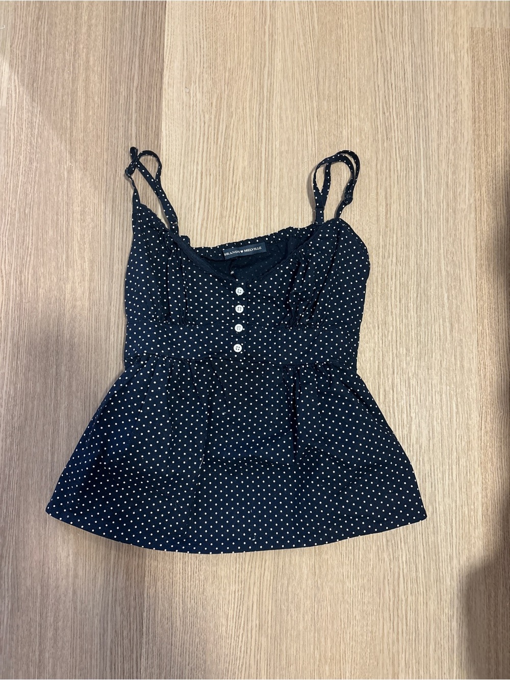 Brandy Melville Navy Polka Dot Peplum Cami